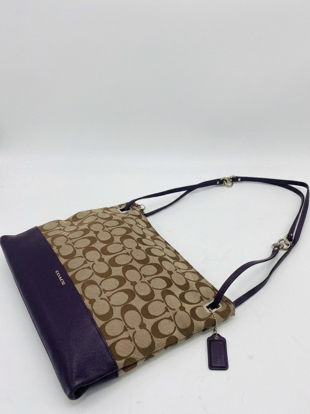 Coach Madison Slim File Bag — Signature Canvas & Purple Leather - Picture 2 of 8